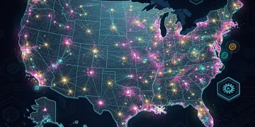 Decentralized Physical Infrastructure Networks (DePIN) map across US, showing passive token earnings.
