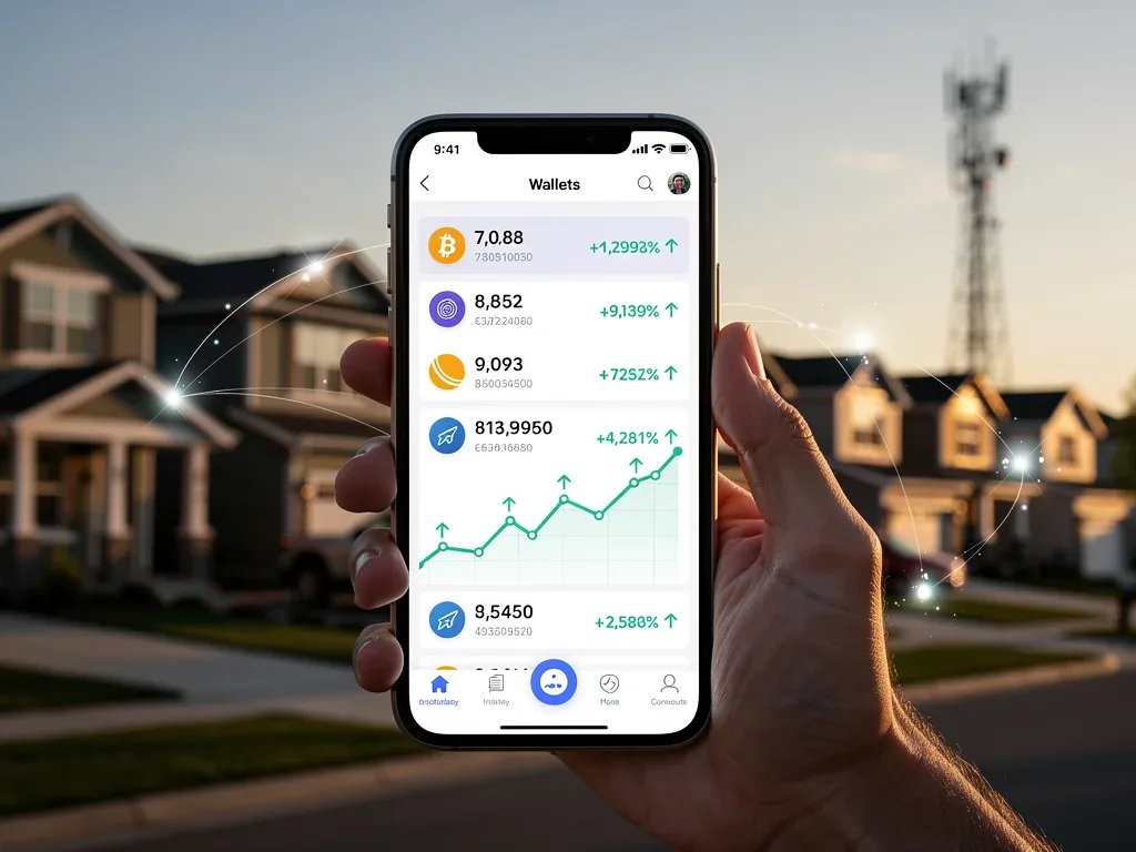 Smartphone displaying crypto wallet with tokens earned from DePIN network participation.
