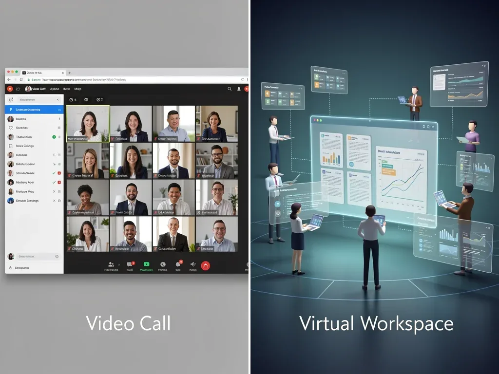 Comparison of traditional video conferencing with immersive virtual workspace