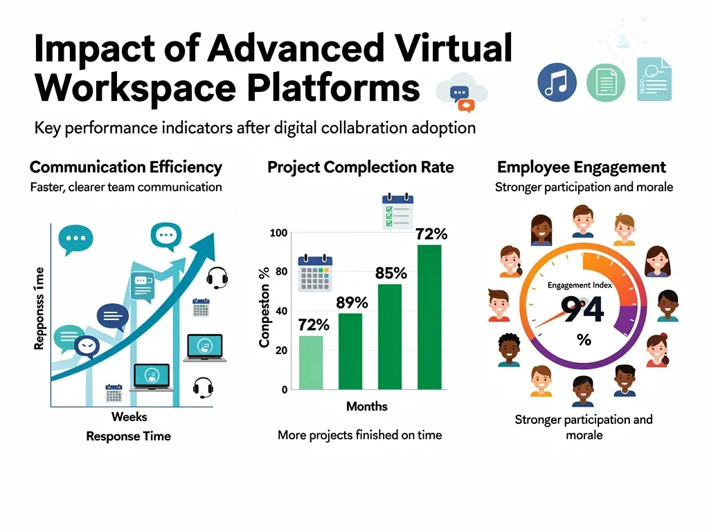 Infographic showing productivity gains from virtual workspace platforms