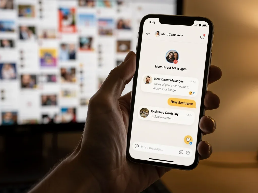 Smartphone showing personalized micro-community engagement over algorithm-driven feeds.