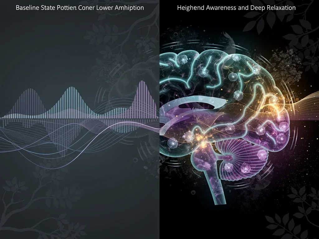 Brain activity patterns showing changes during sensory immersion and deep relaxation.