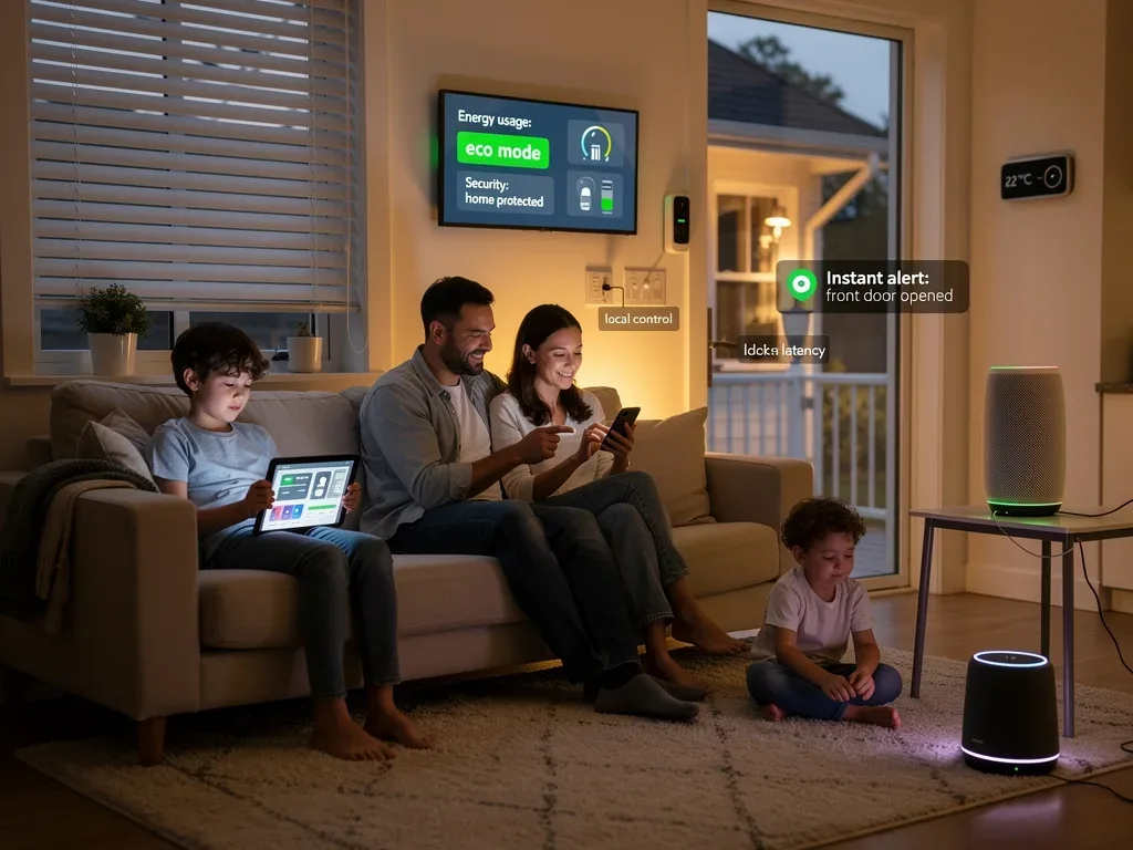 Family enjoying seamless smart home experience powered by local edge computing