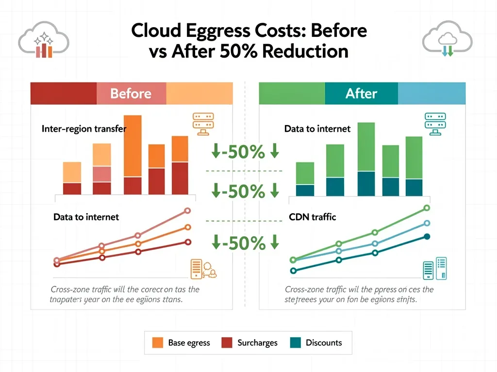 Infographic showing cloud egress cost reduction impact