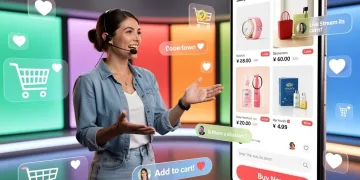 Dynamic live-stream commerce event with host and digital shopping elements