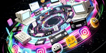 Digital vortex of rapidly cycling internet nostalgia and pop culture references