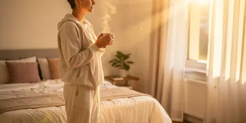 Person enjoying morning sunlight for circadian reset routine