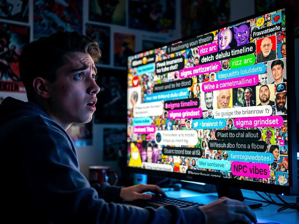 Person confused by internet language, representing neo-absurdism and brainrot