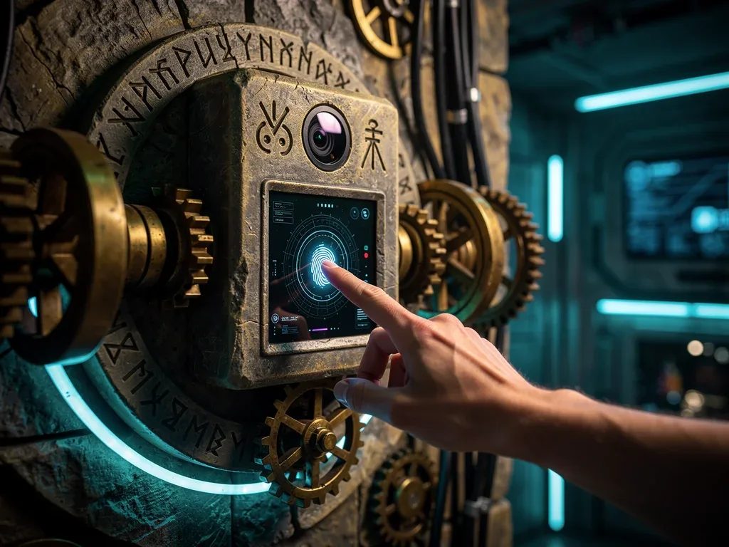 Biometric scanner puzzle integration in a modern escape room
