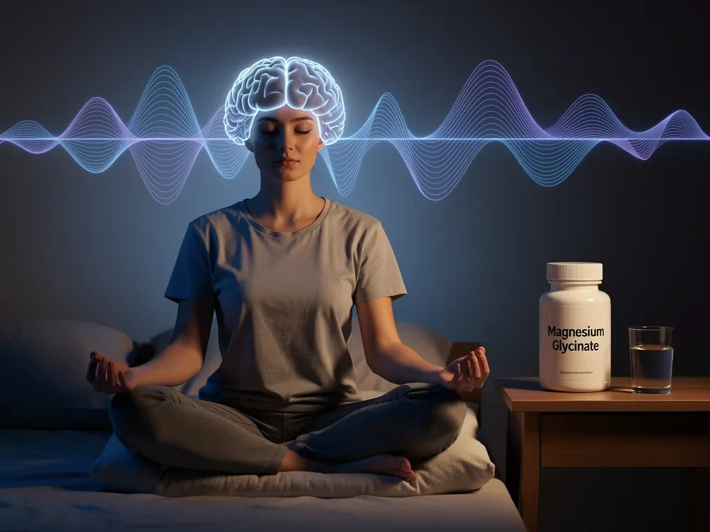 Person meditating showing benefits of Magnesium Glycinate for relaxation