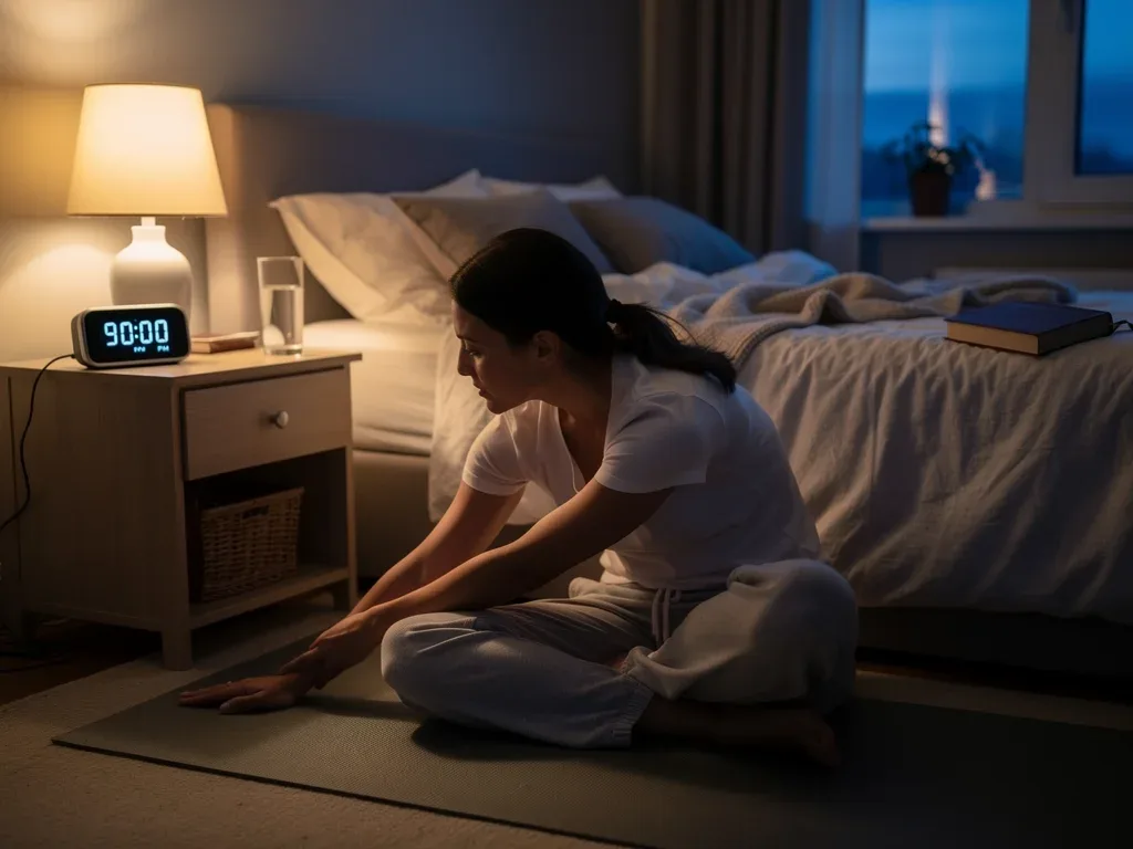 Person stretching before bed for better sleep and lower cortisol