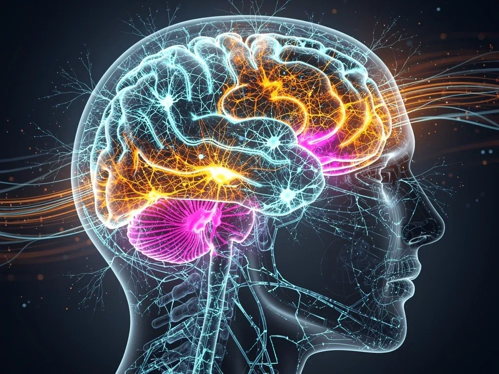 Abstract representation of enhanced brain focus and cognitive function