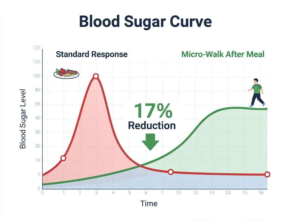 Glucose spike reduction with micro-walks infographic