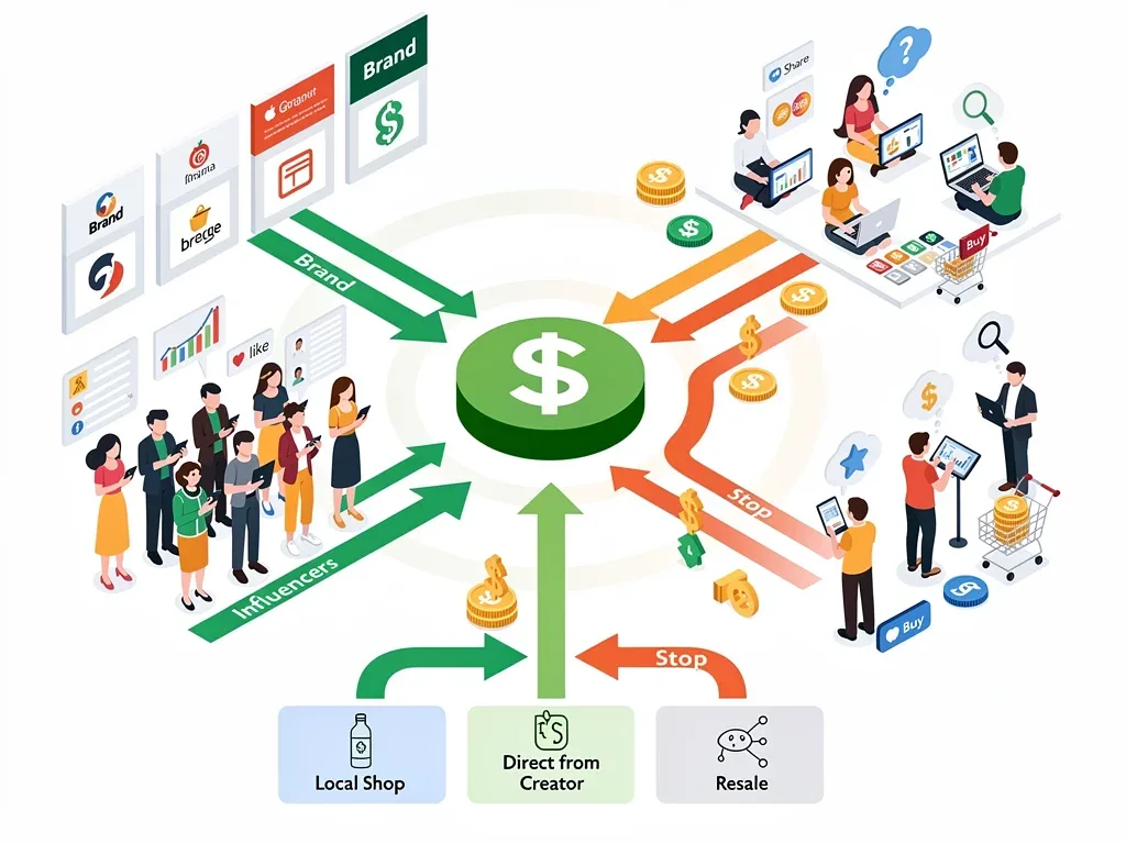 Graphic depicting the economic impact of de-influencing on the digital consumer market.