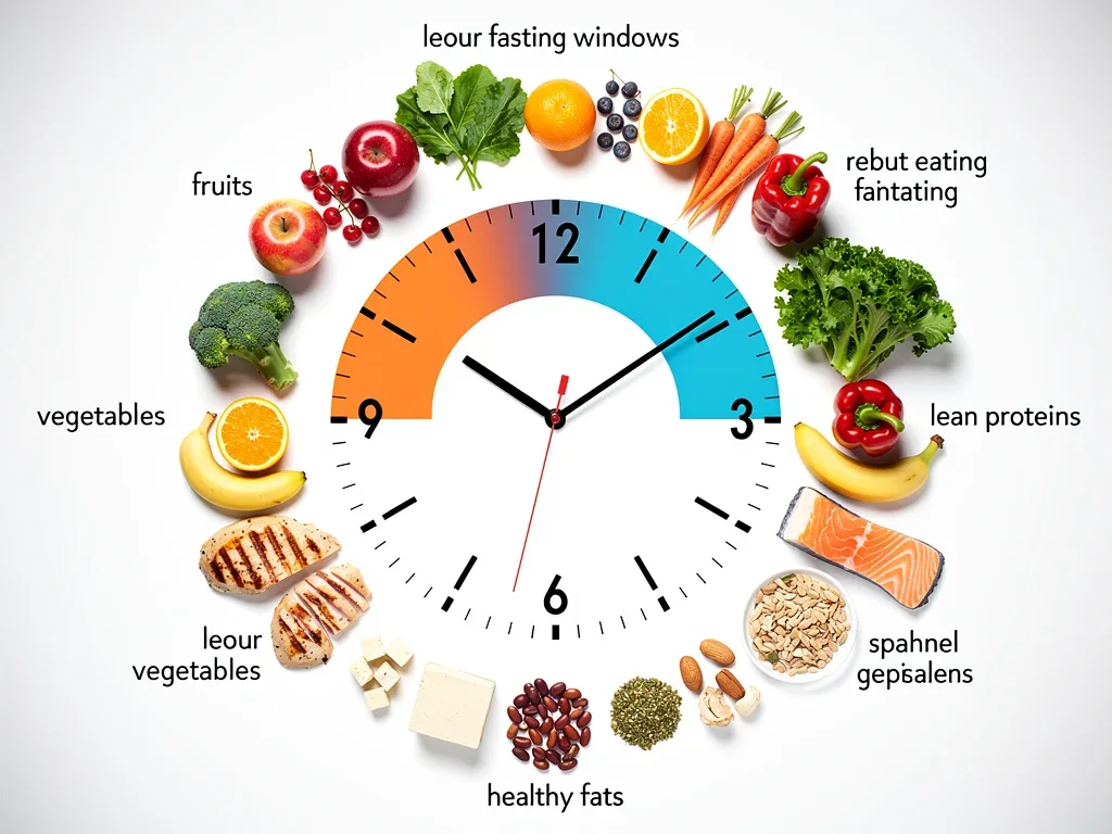 Visual schedule demonstrating a 10-hour eating window and 14-hour fasting period