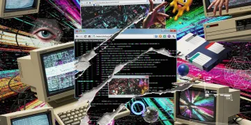 Abstract digital collage representing corecore and slopcore aesthetics