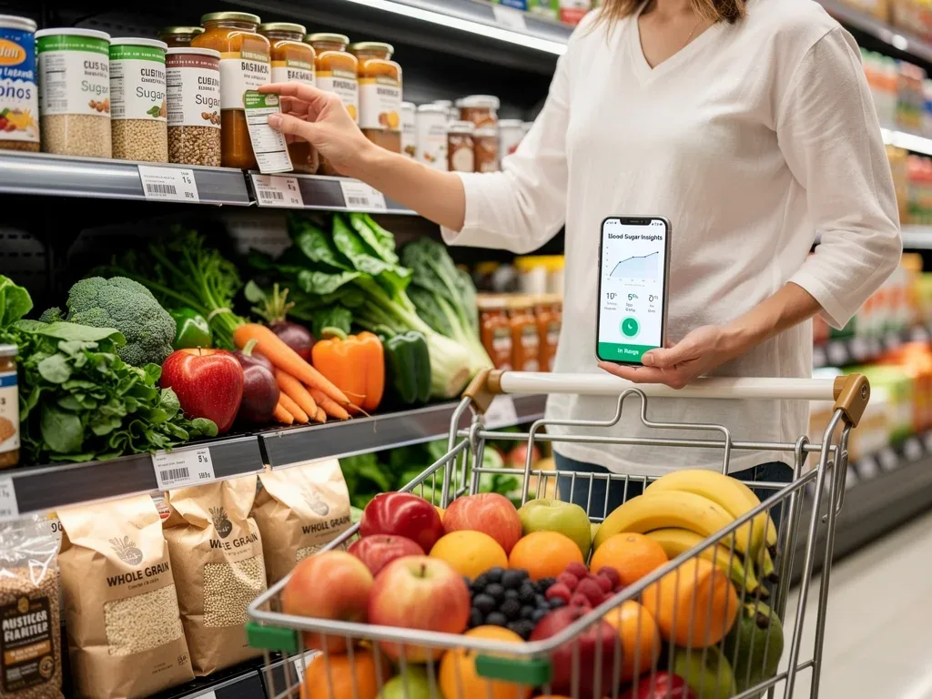 Person making healthy food choices based on blood sugar data