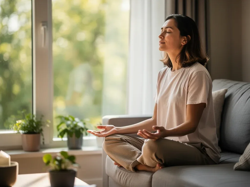 Individual practicing breathing exercises for non-sleep deep rest