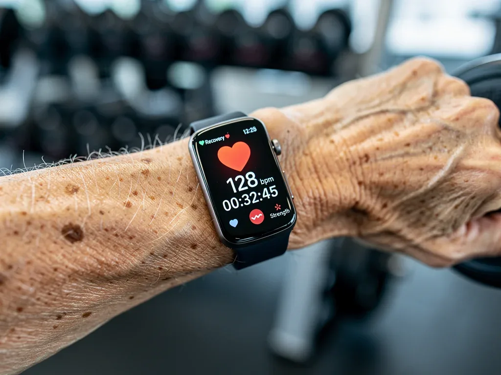 Fitness tracker displaying workout data, essential for monitoring progress and recovery.